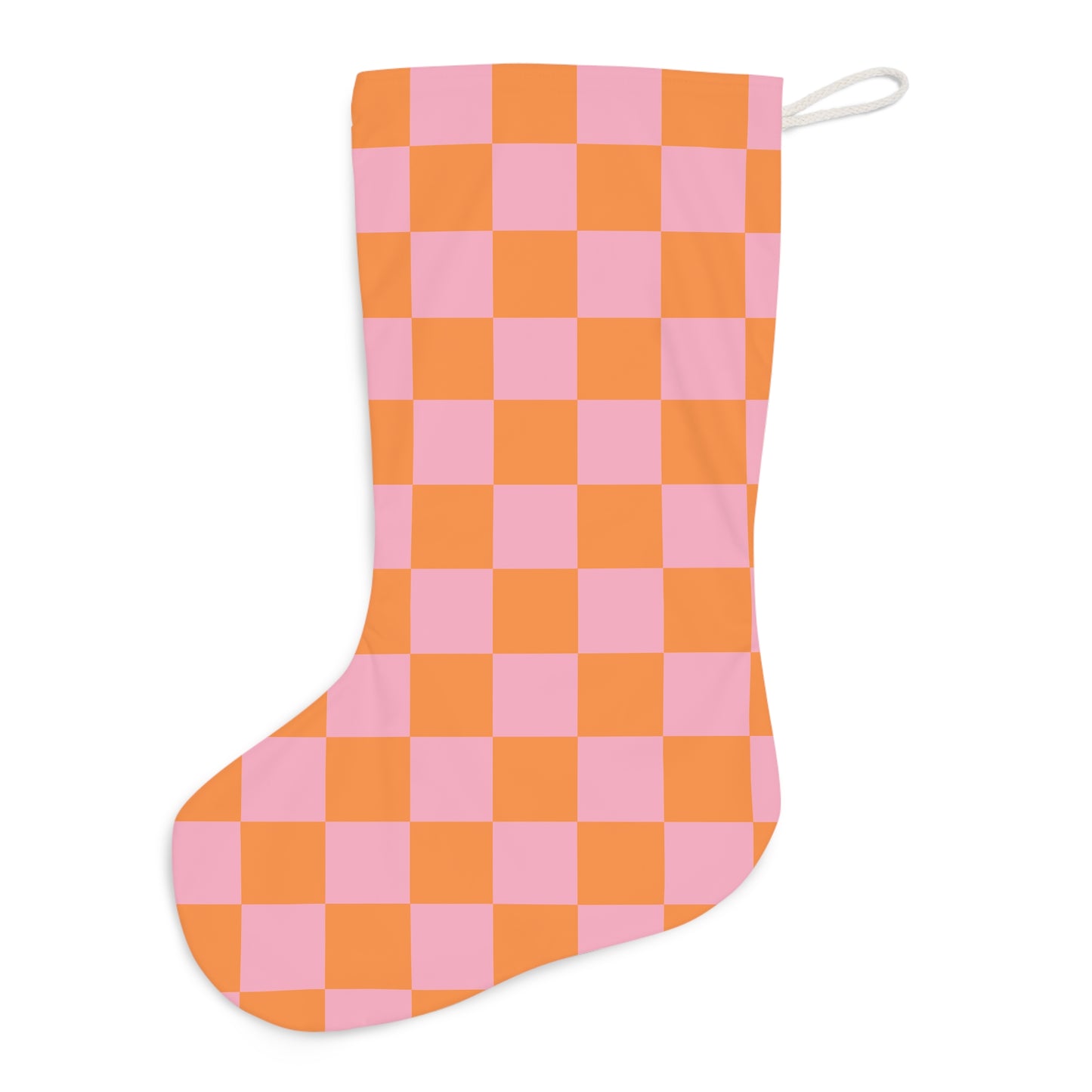 Orange and Pink 'JOY' Printed Christmas Stocking