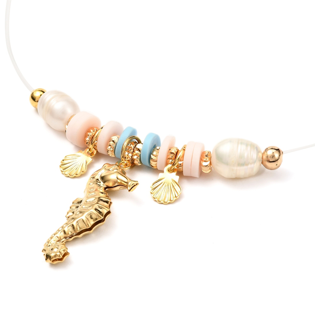 Beaded Gold Seahorse Layering Necklace