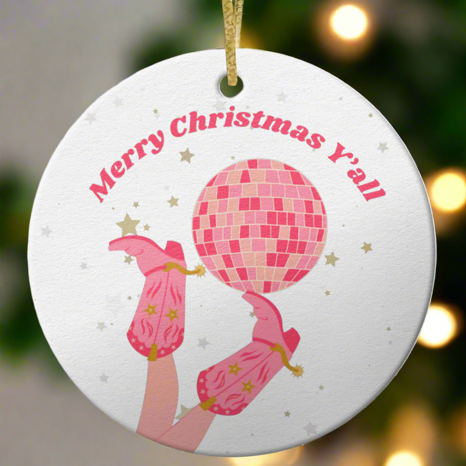 Merry Christmas Ya’ll Ceramic Ornament