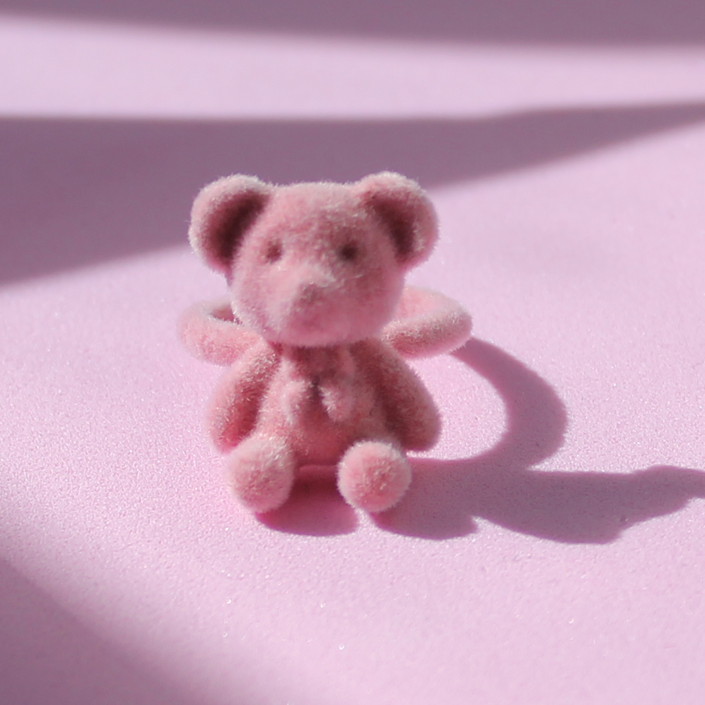 Kids Fluffy Pink Teddy Bear Ring