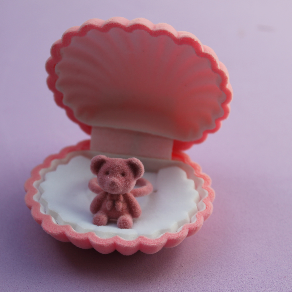 Kids Fluffy Pink Teddy Bear Ring