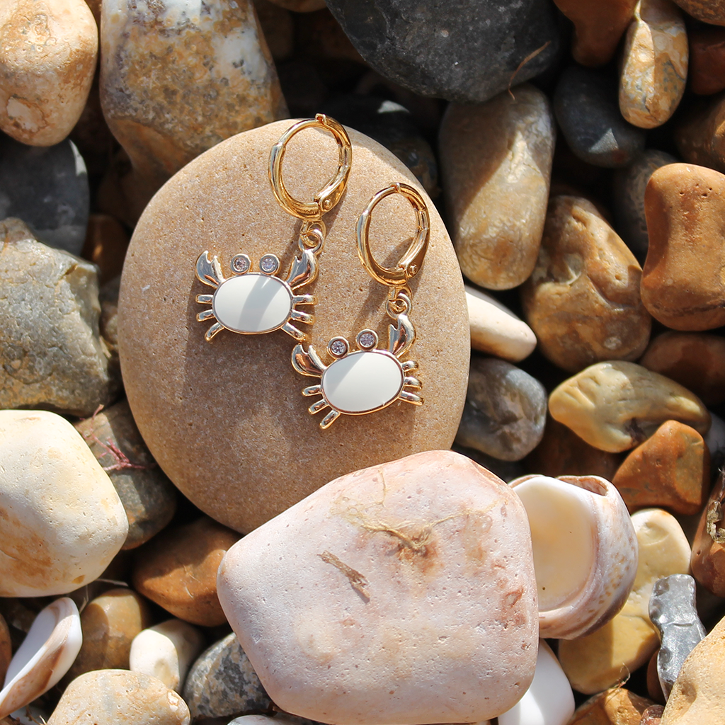 Beach Crab 18k Gold Plated Summer Earrings