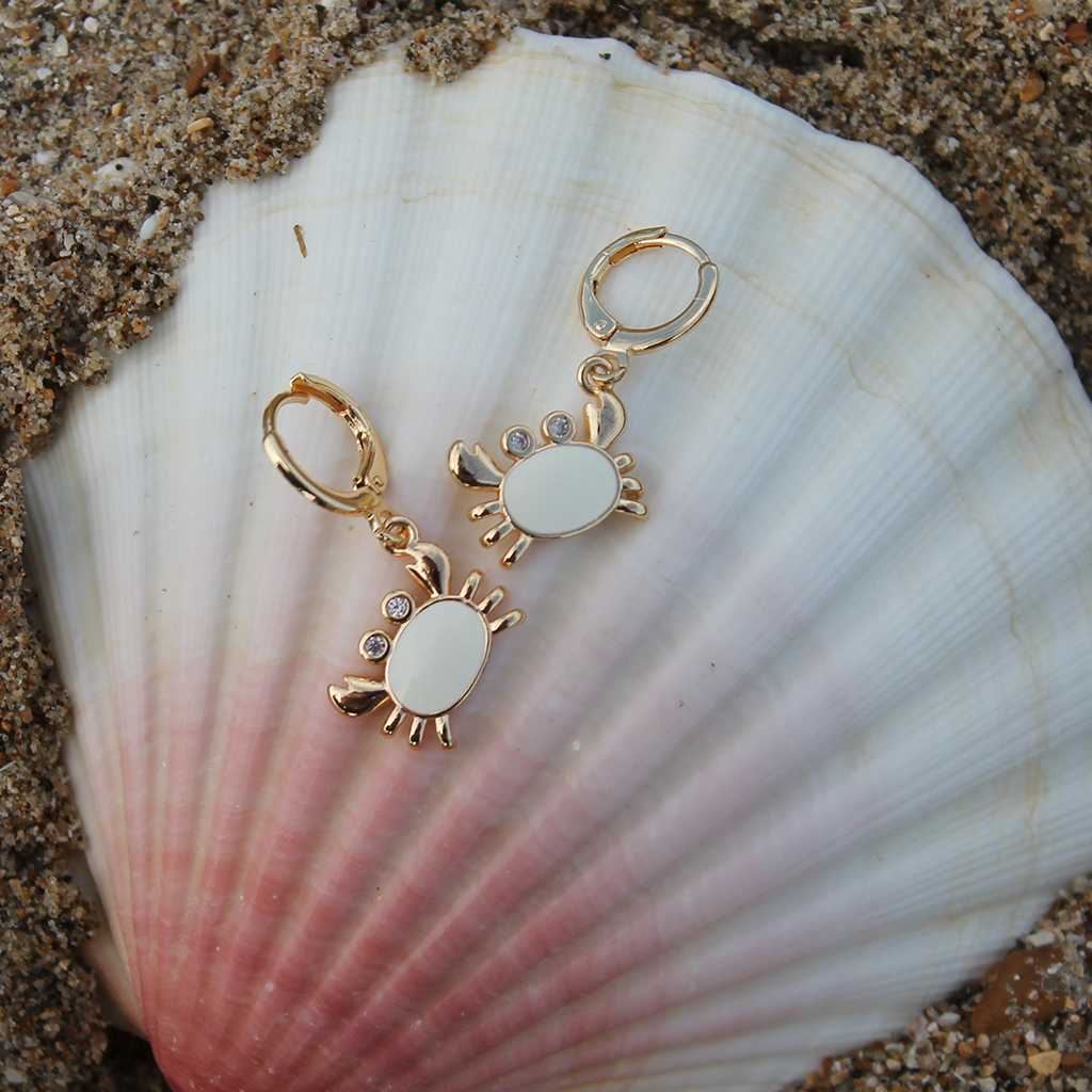 Beach Crab 18k Gold Plated Summer Earrings