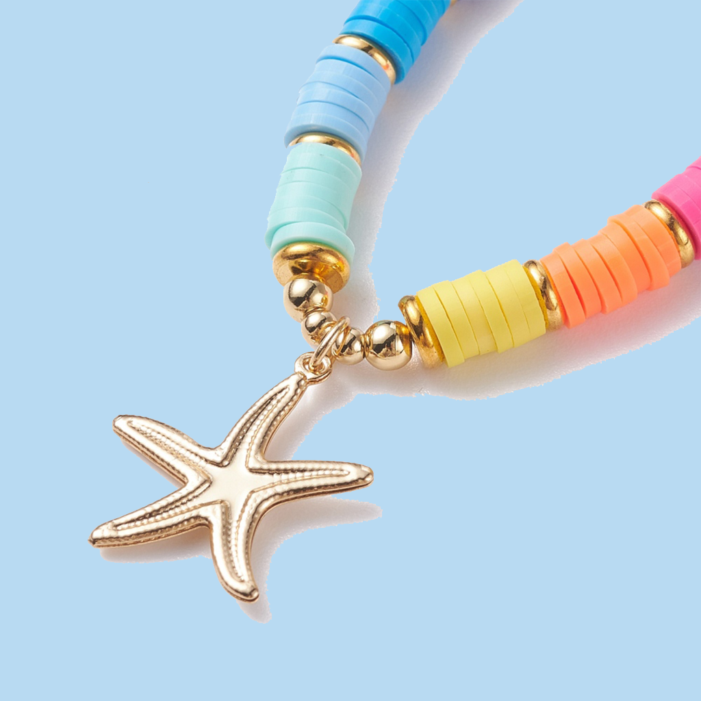 Beach Beaded Rainbow Starfish Necklace