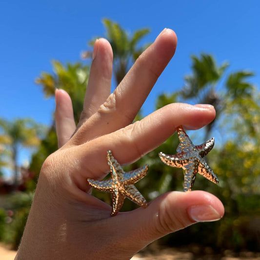 Gold Starfish Stud Earrings